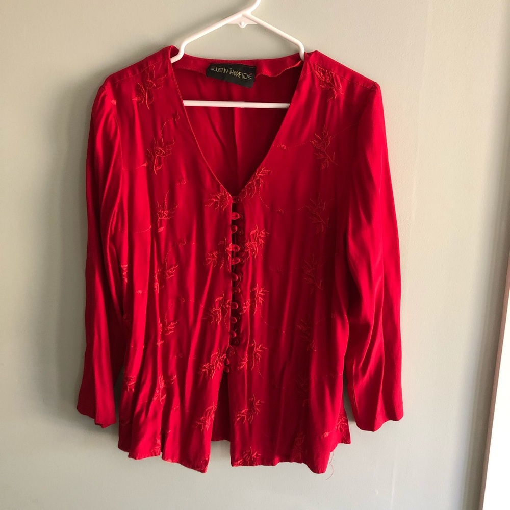 3/$20 VTG Just in Tyme Red Hippy Blouse